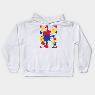 Splatter Paint Primary Colors Pattern: Red, Blue, and Yellow Kids Hoodie